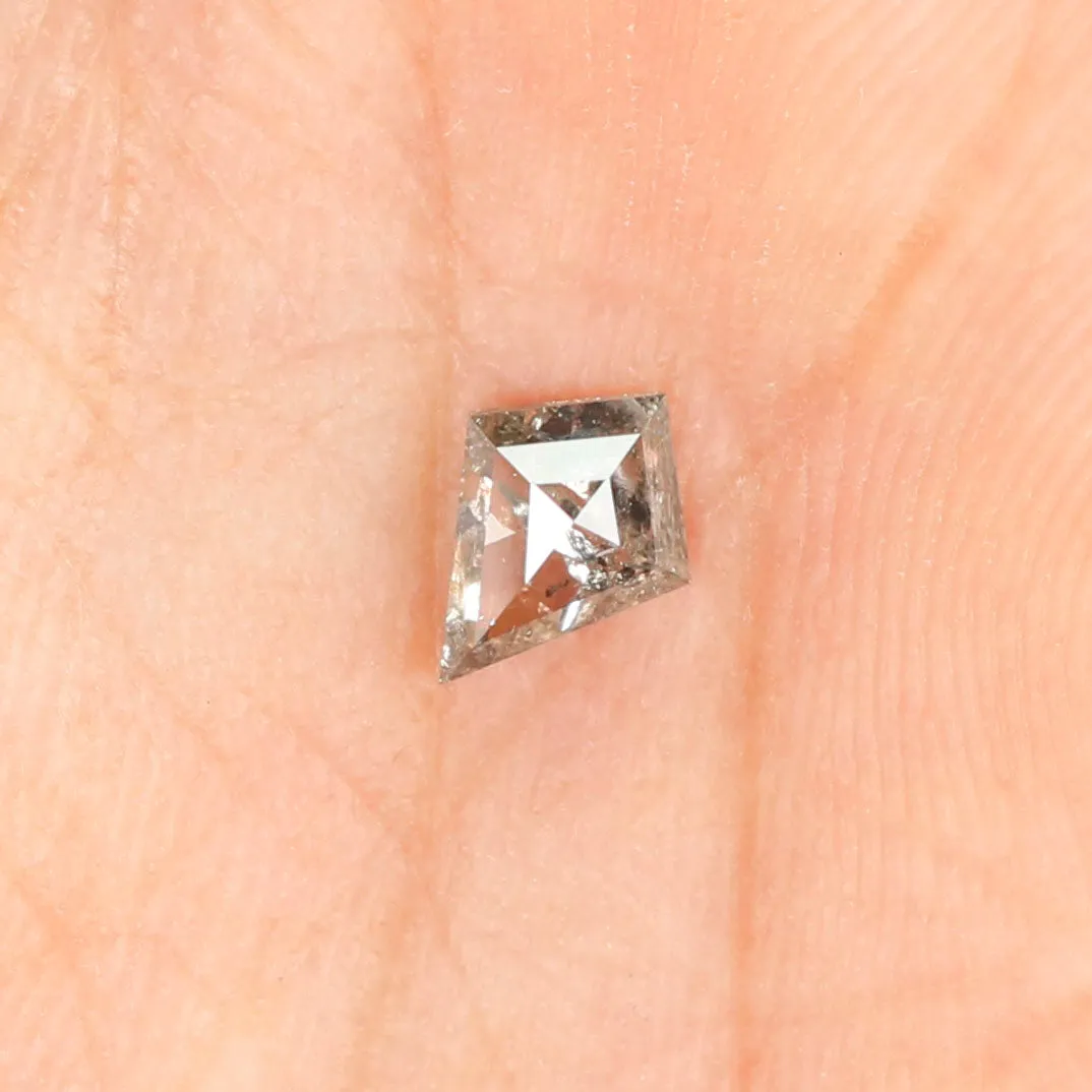 0.41 CT Natural Loose Kite Shape Diamond Salt And Pepper Kite Rose Cut Diamond 6.85 MM Black Grey Color Kite Shape Rose Cut Diam