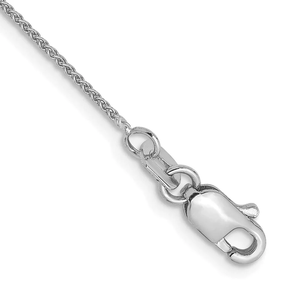 0.8mm 14K Yellow or White Gold Solid Spiga Chain Anklet, 9 Inch