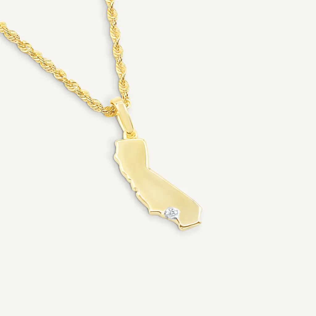 10K Gold California State Pendant