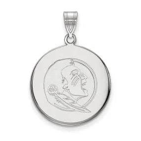 10K White Gold Florida State Large Disc Pendant