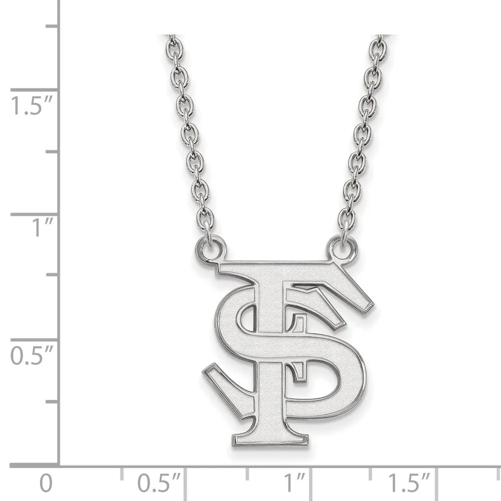 10k White Gold Florida State Large 'FS' Pendant Necklace