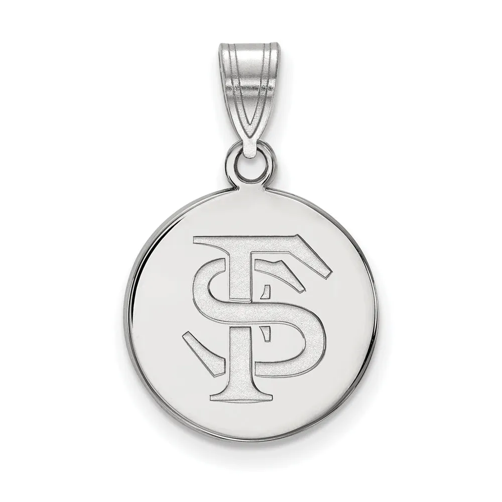 10k White Gold Florida State Medium 'FS' Disc Pendant