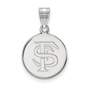 10k White Gold Florida State Medium 'FS' Disc Pendant