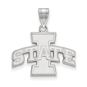 10k White Gold Iowa State Medium 'I STATE' Pendant