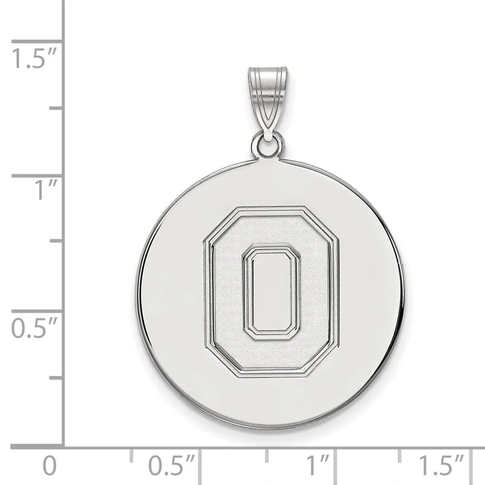 10k White Gold Ohio State XL Disc Pendant