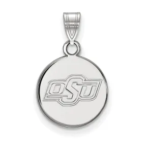 10k White Gold Oklahoma State Small Disc Pendant