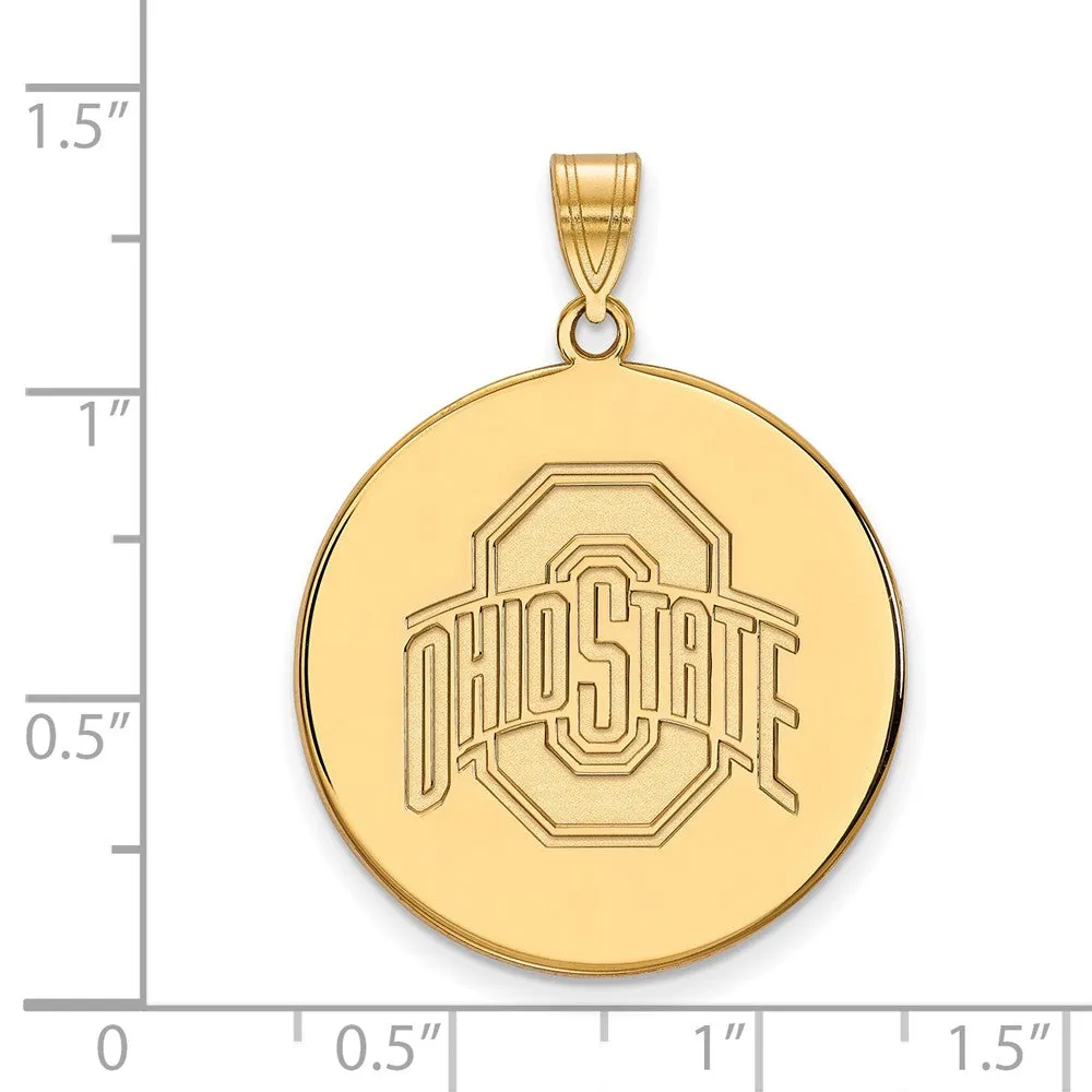 10k Yellow Gold Ohio State XL Logo Disc Pendant