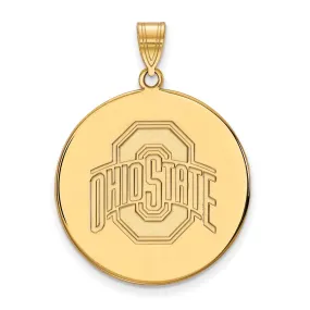 10k Yellow Gold Ohio State XL Logo Disc Pendant