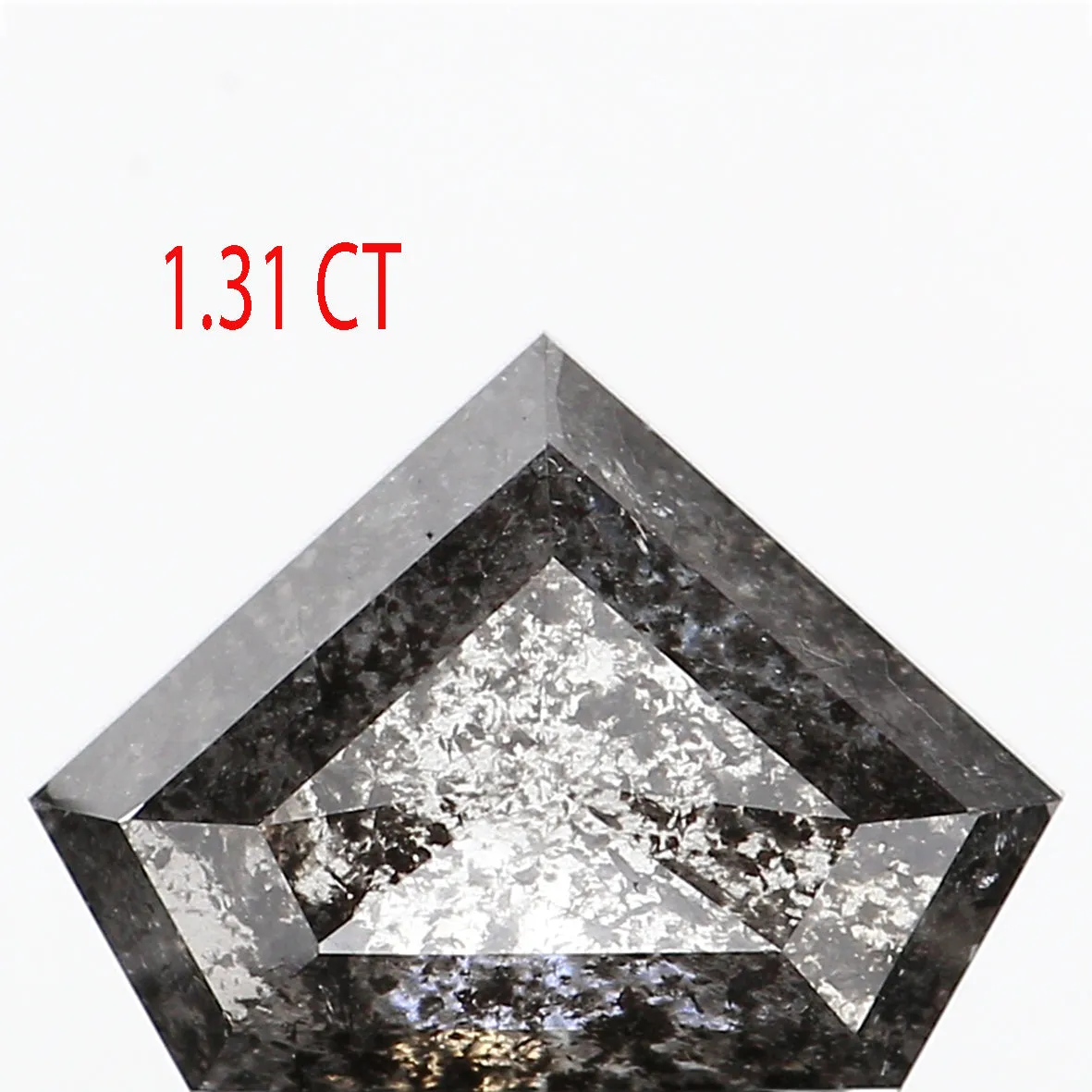 1.31 Ct Natural Loose Shield Shape Diamond Salt And Pepper Shield Cut Diamond 6.50 MM Black Gray Color Shield Shape Rose Cut Dia