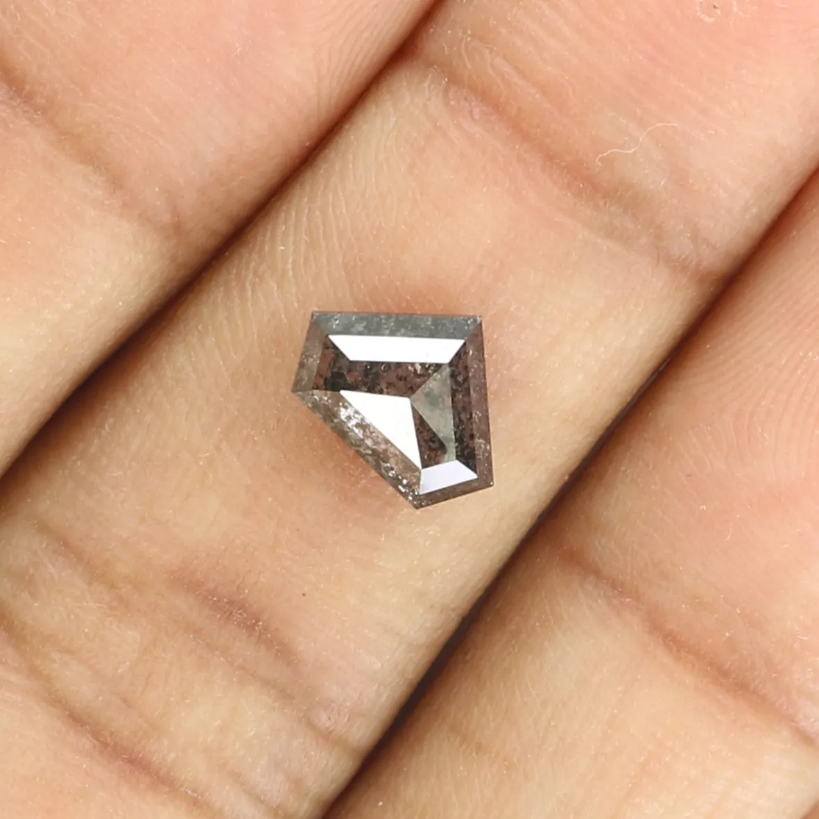 1.31 Ct Natural Loose Shield Shape Diamond Salt And Pepper Shield Cut Diamond 6.50 MM Black Gray Color Shield Shape Rose Cut Dia