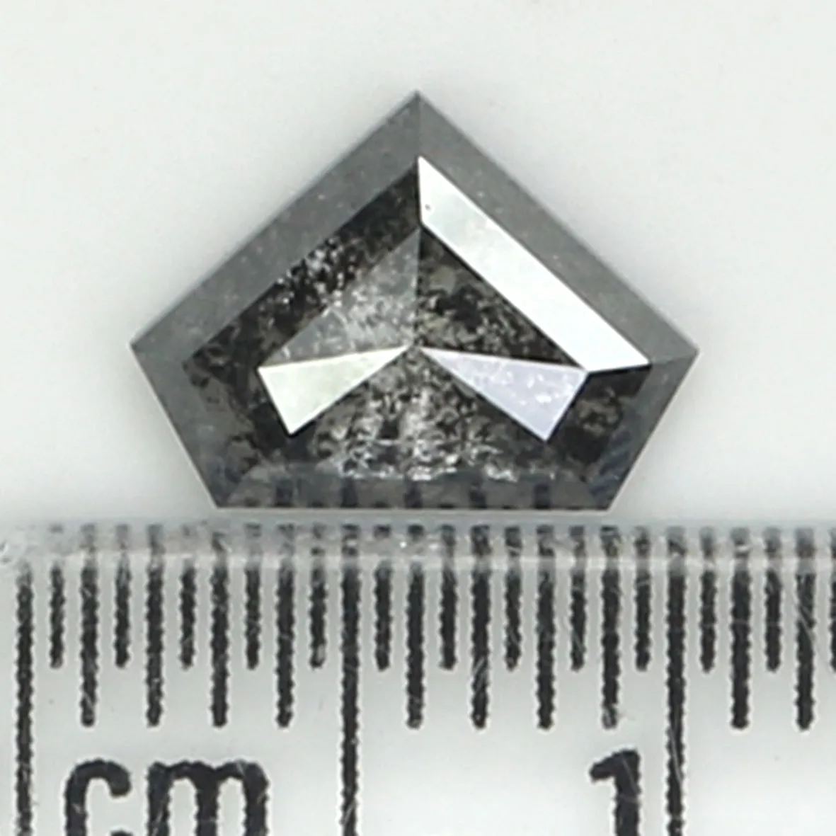 1.31 Ct Natural Loose Shield Shape Diamond Salt And Pepper Shield Cut Diamond 6.50 MM Black Gray Color Shield Shape Rose Cut Dia