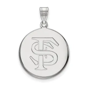 14k White Gold Florida State Large 'FS' Disc Pendant