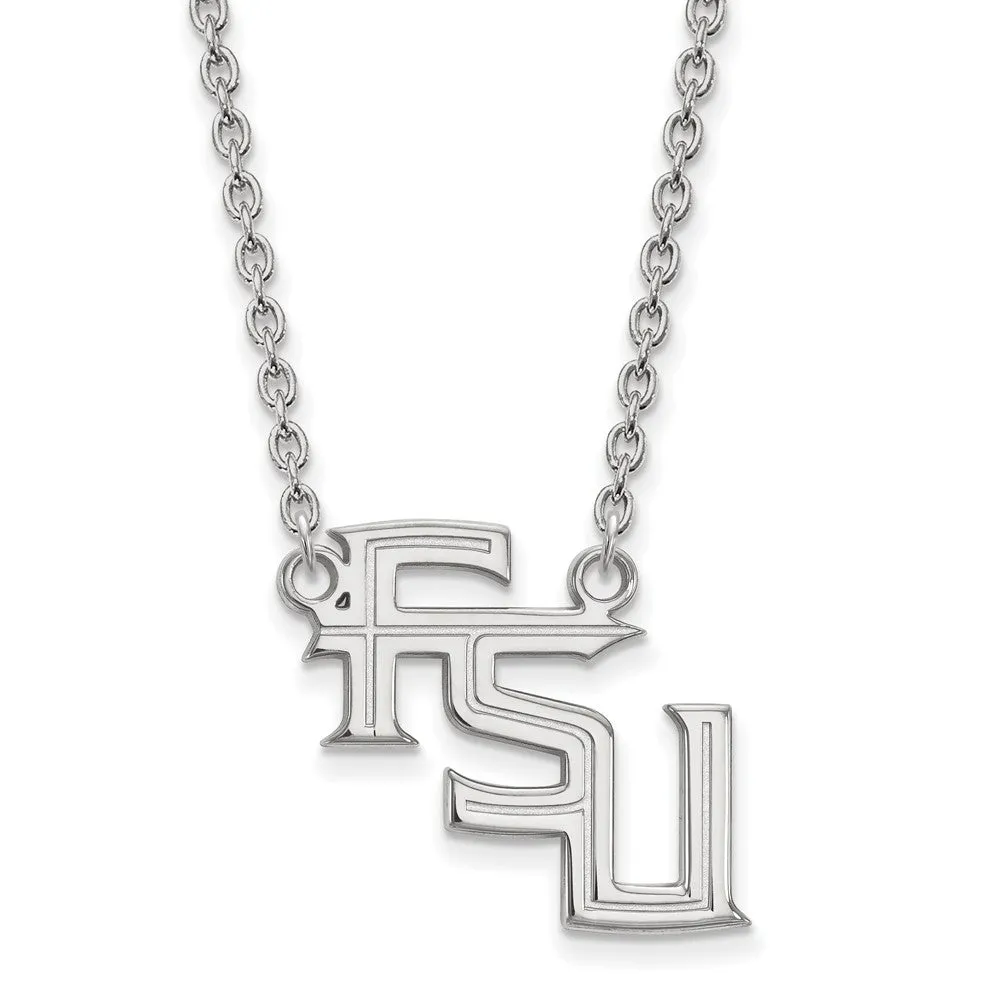 14k White Gold Florida State Large Pendant Necklace