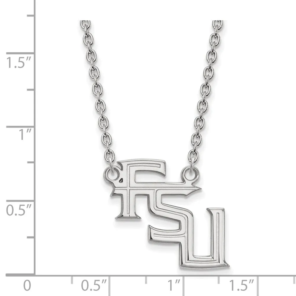 14k White Gold Florida State Large Pendant Necklace