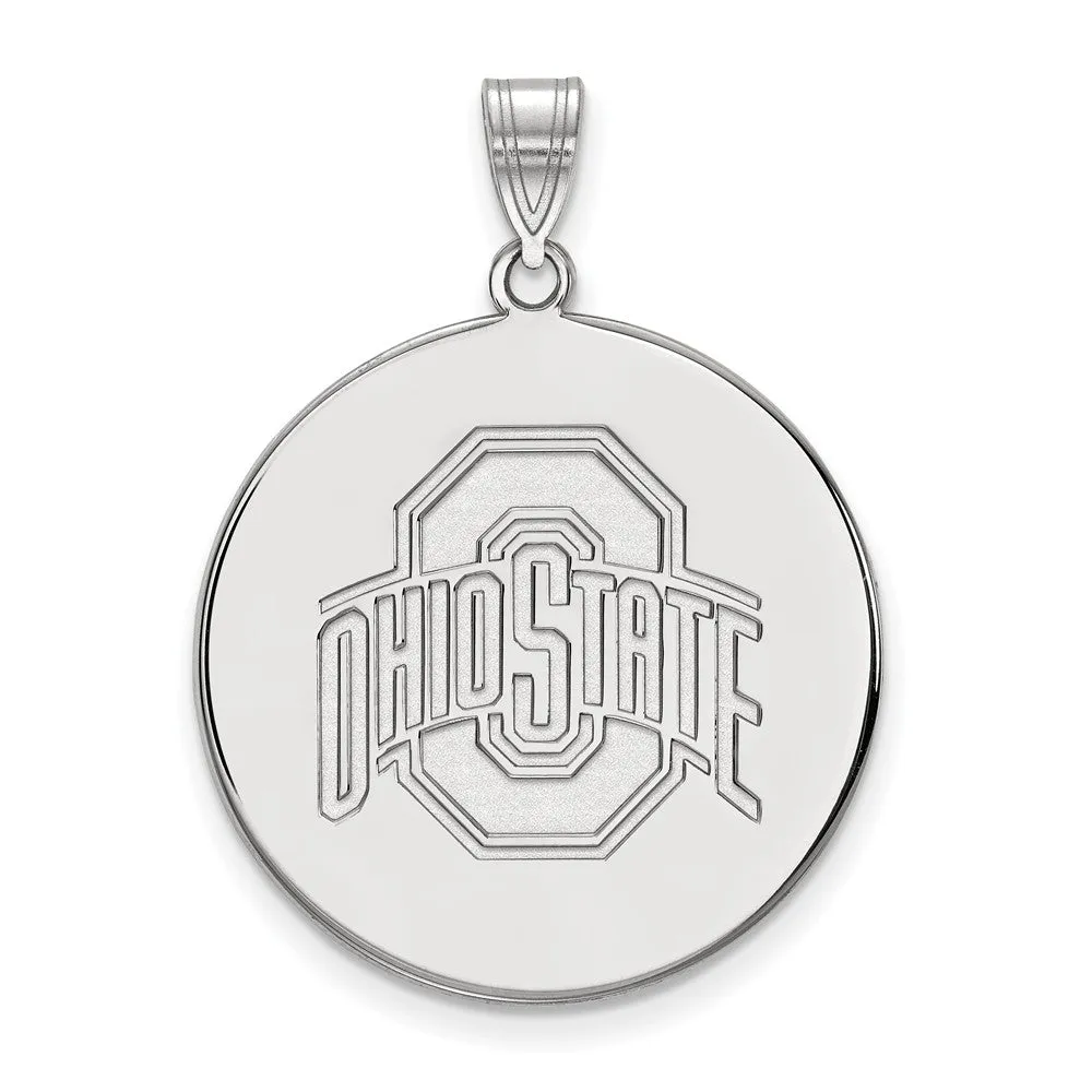 14k White Gold Ohio State XL Logo Disc Pendant