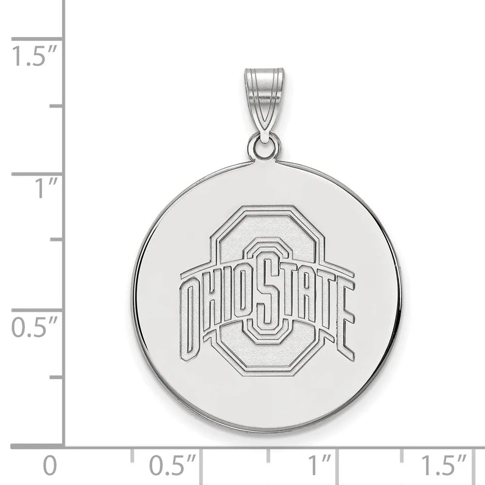 14k White Gold Ohio State XL Logo Disc Pendant