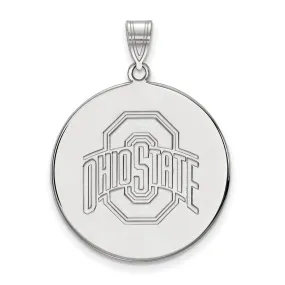 14k White Gold Ohio State XL Logo Disc Pendant