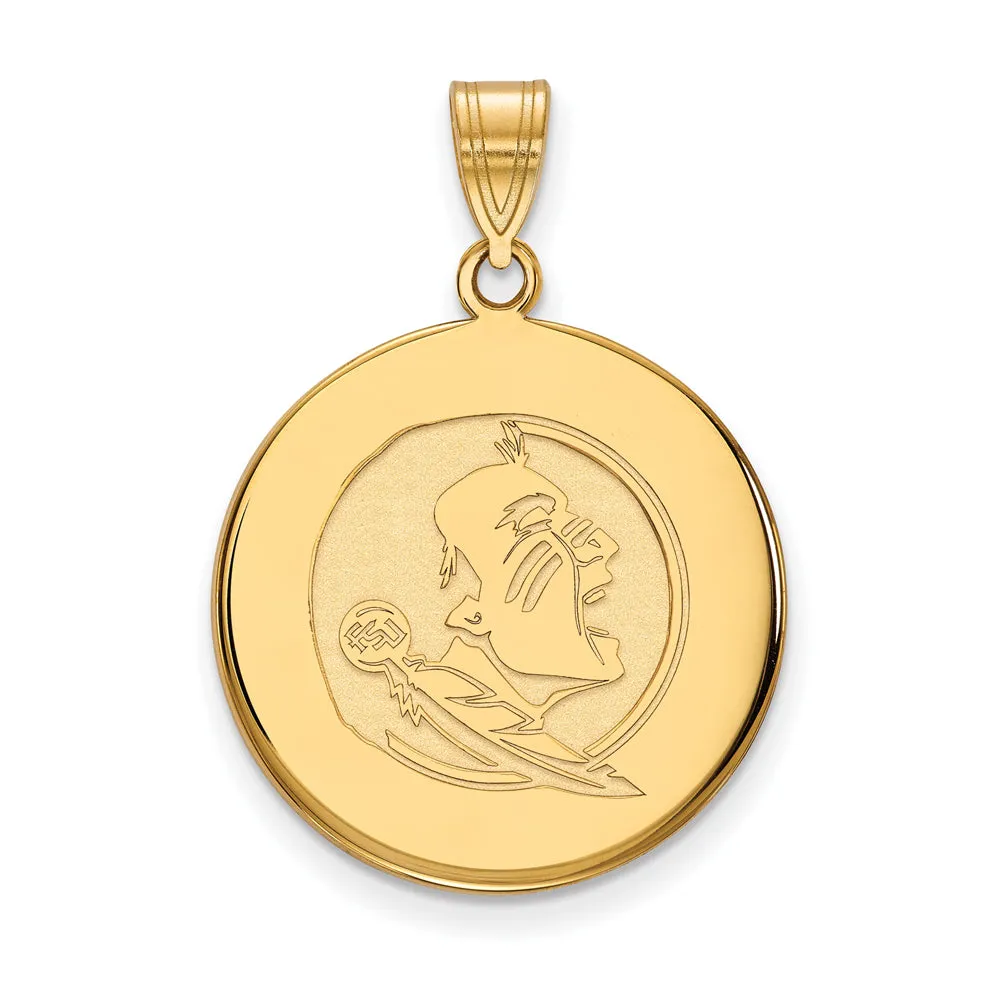 14K Yellow Gold Florida State Large Disc Pendant