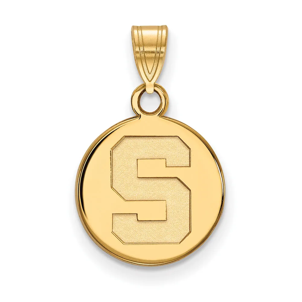 14k Yellow Gold Michigan State Small Initial S Disc Pendant