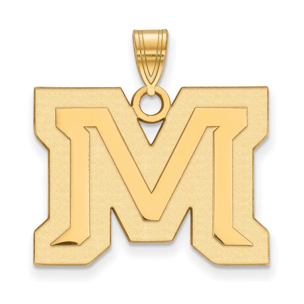 14k Yellow Gold Montana State Large 'M' Pendant