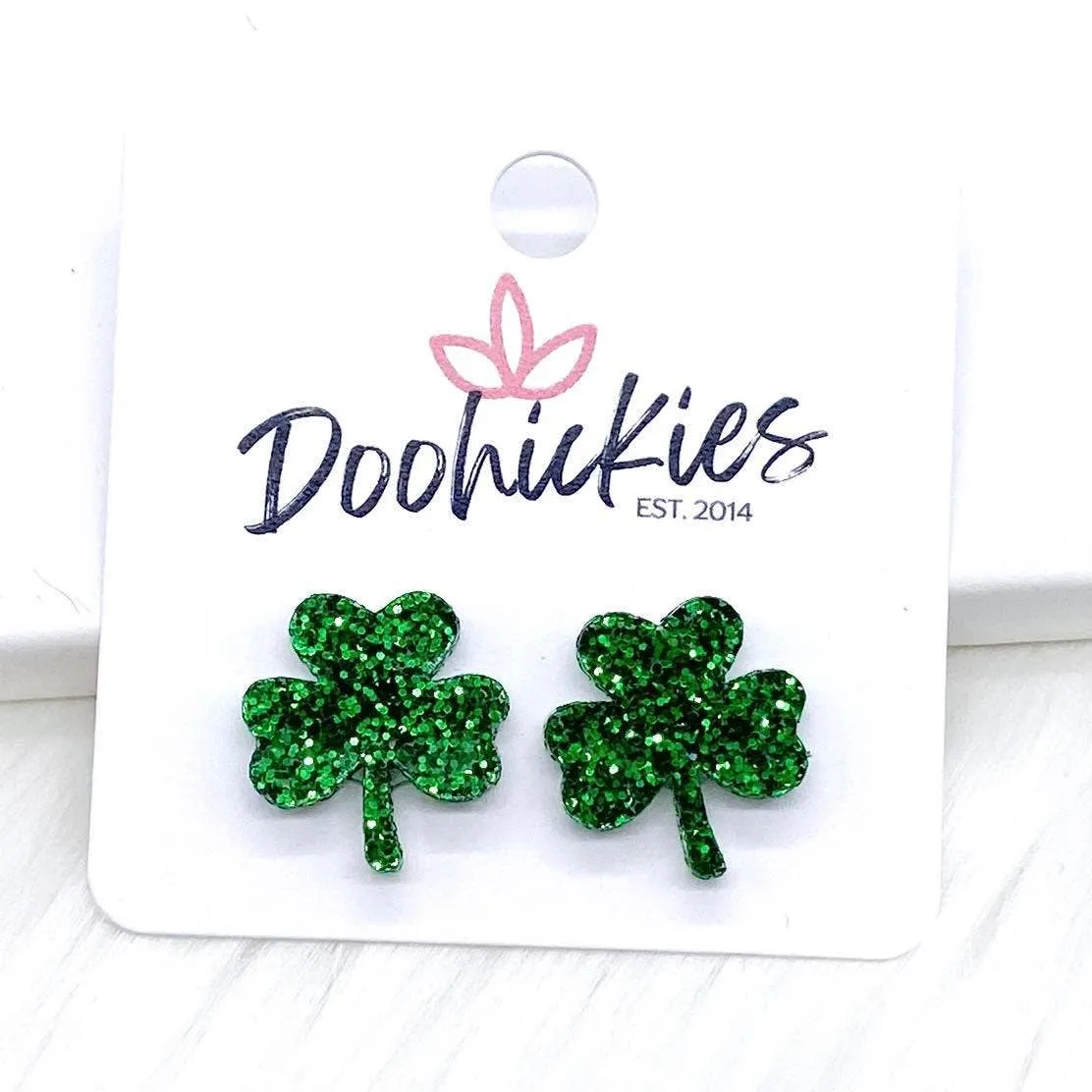 16mm Acrylic Clover Stud Earrings (3 Colors to choose from)