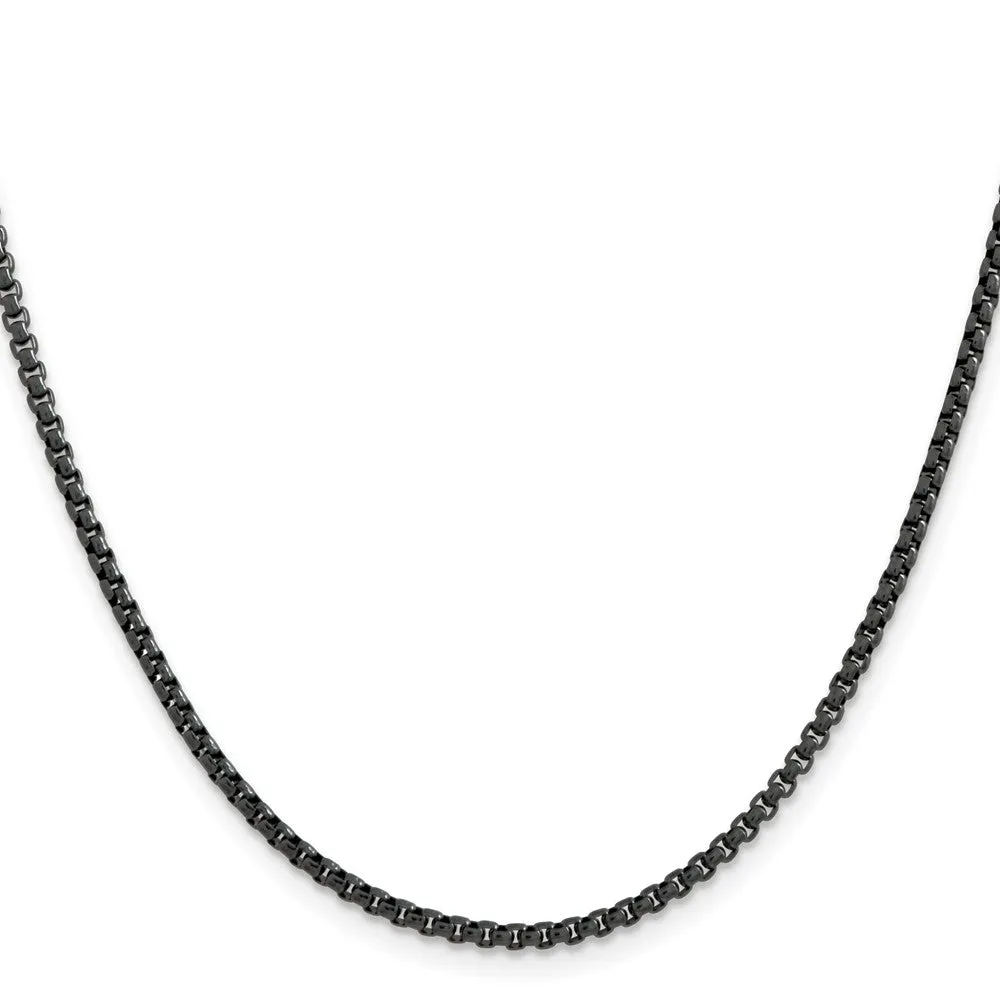 2.5mm Blue/Grey Plated Stainless Steel Rounded Box Chain Necklace