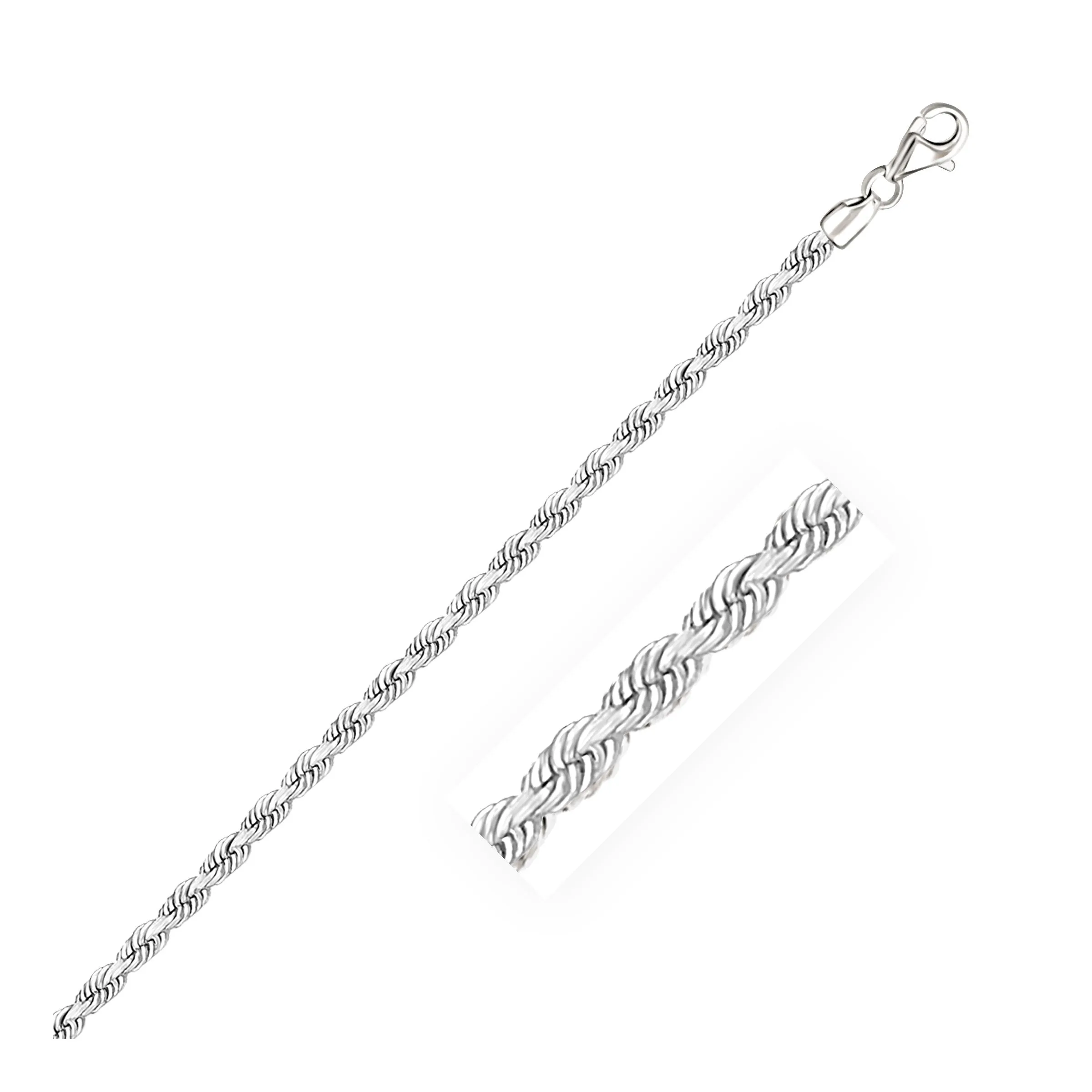 3.0mm 14k White Gold Solid Diamond Cut Rope Chain-rx07737-22