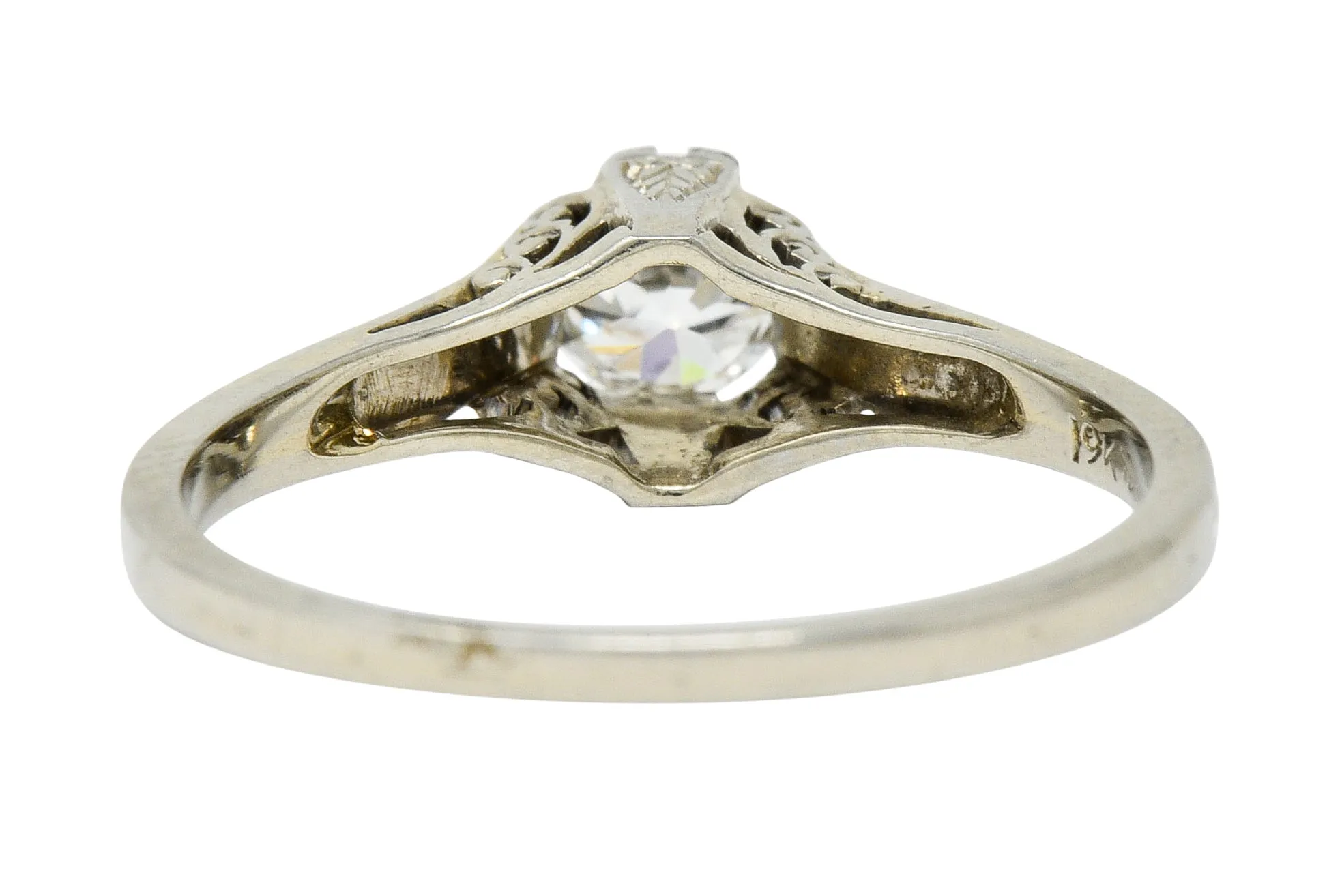 Art Deco 0.33 CTW Diamond 19 Karat White Gold Engagement Ring