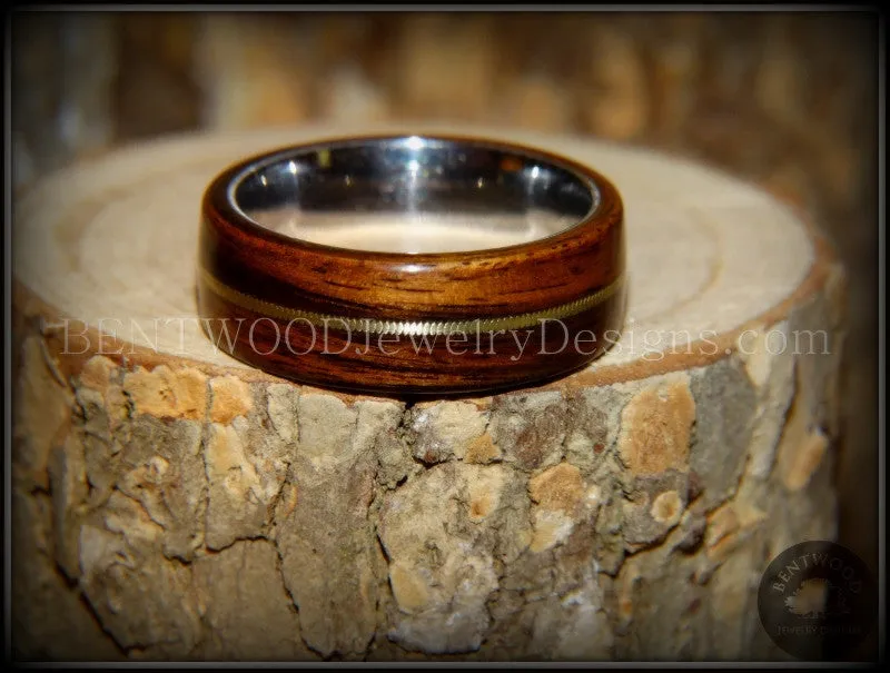 Bentwood Ring - Acoustic Rosewood Wood Ring Bronze Acoustic Guitar String Inlay on Surgical Grade Stainless Steel Comfort Fit Me