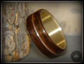 Bentwood Ring - Golden Gate Acoustic Rosewood Wood Ring Bronze Acoustic Guitar String Inlay on 14k Solid Yellow Gold Core