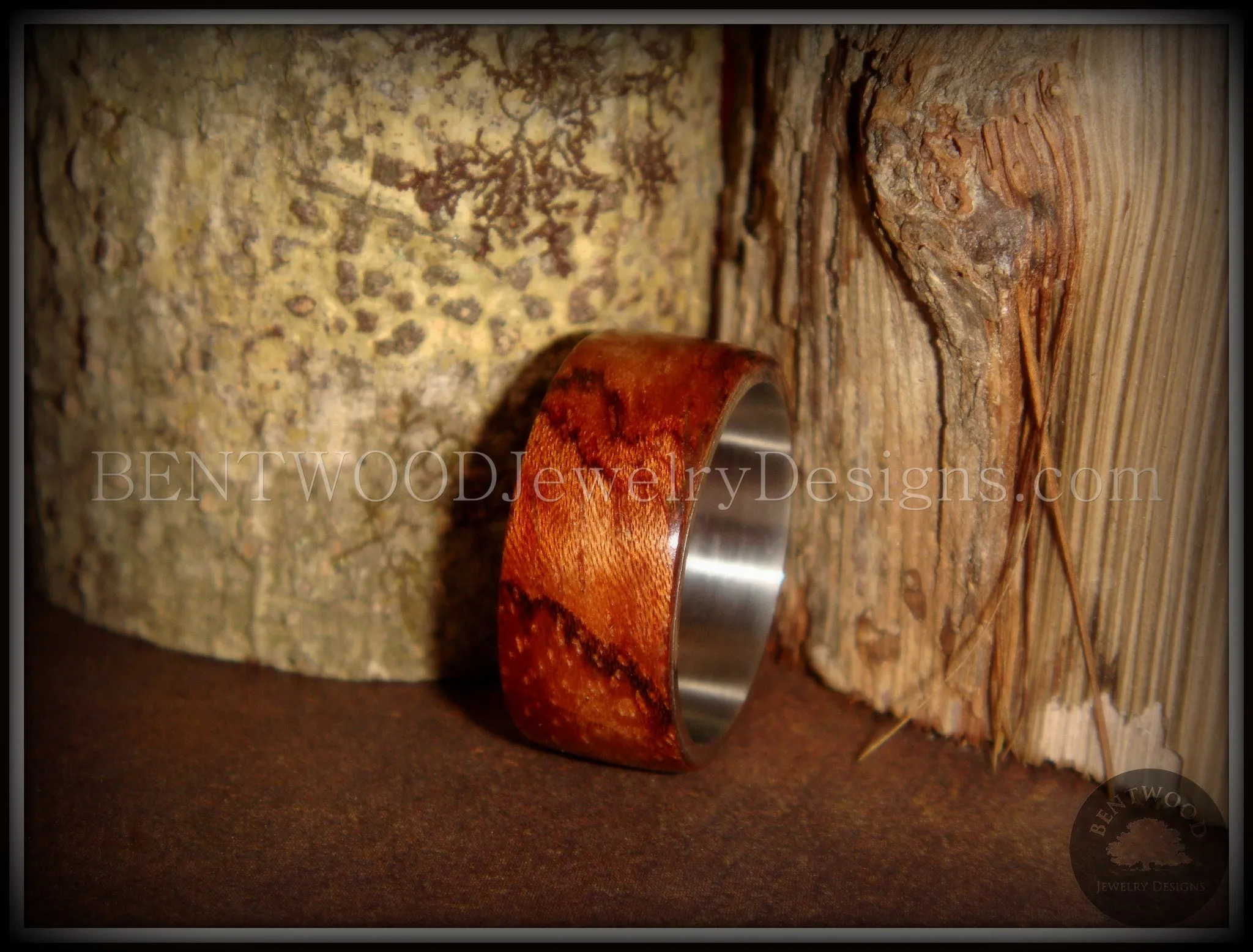 Bentwood Ring - Waterfall Bubinga Wood Ring with Surgical Grade Stainless Steel Comfort Fit Metal Core