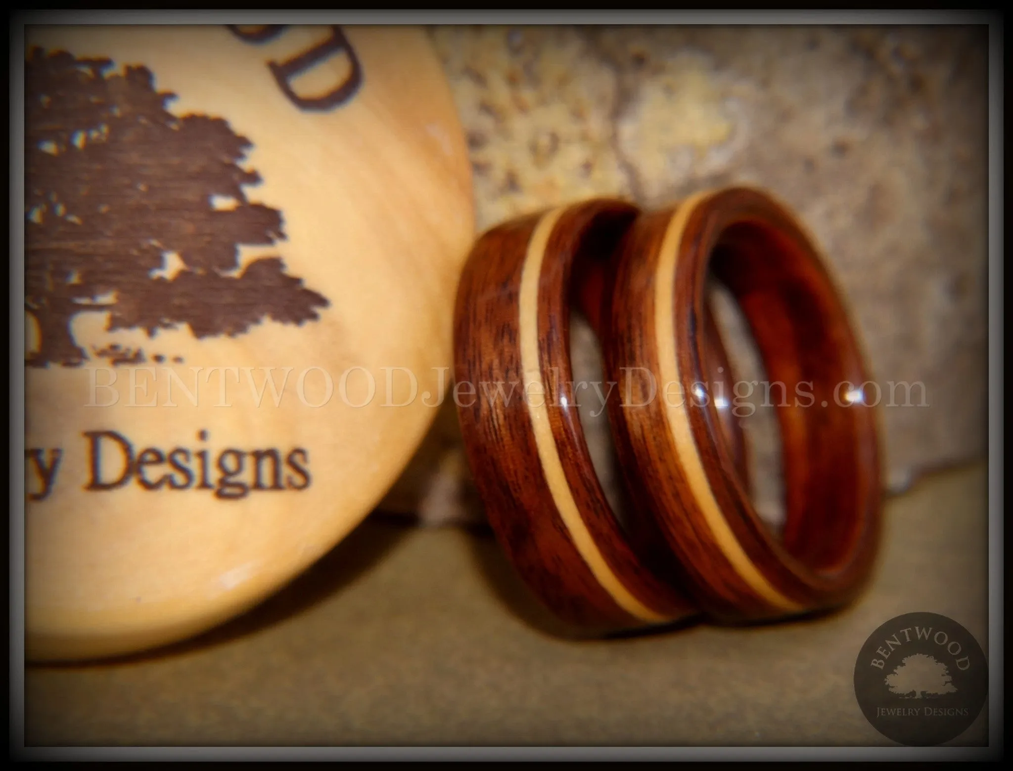 Bentwood Rings Set - South American Rosewood with American Maple Inlay