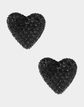 BETSEYS BLACK HEART STUDS BLACK