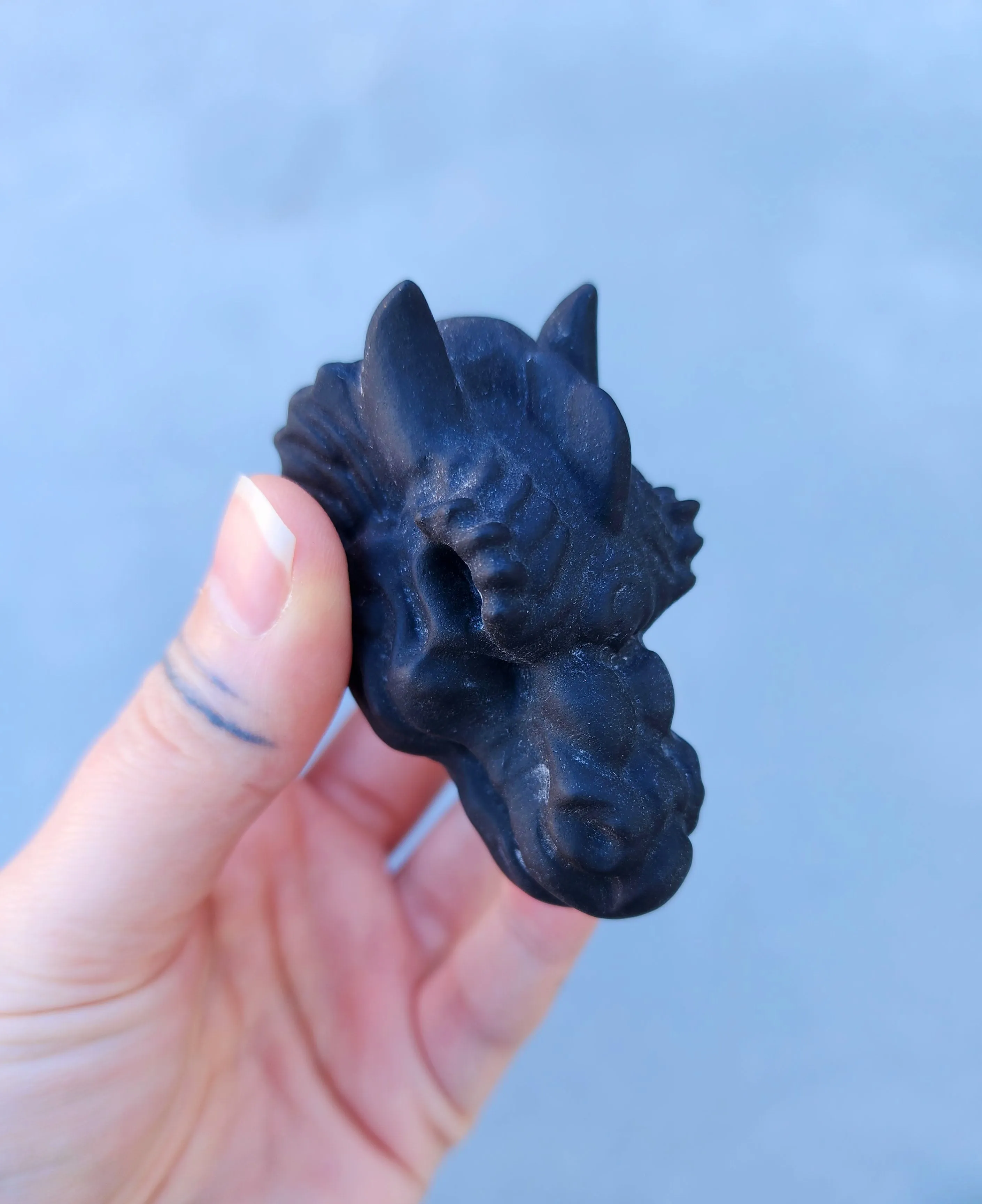 Black Obsidian Dragon Head