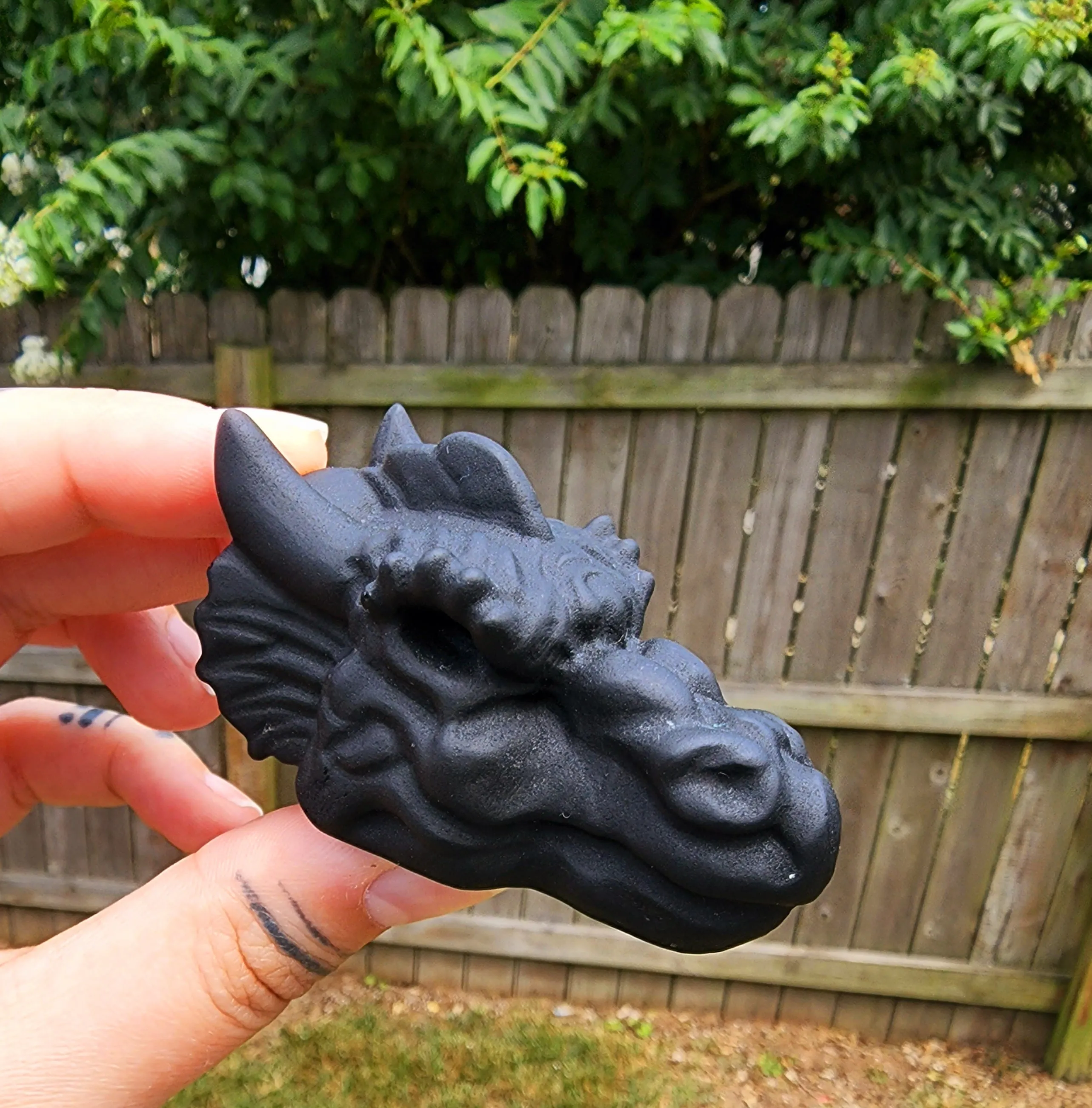 Black Obsidian Dragon Head