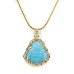 Blue Buddha 18K Gold Platted Golden Gilt Pendant