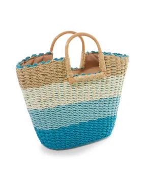 Blue Stripe Straw Bag Blue