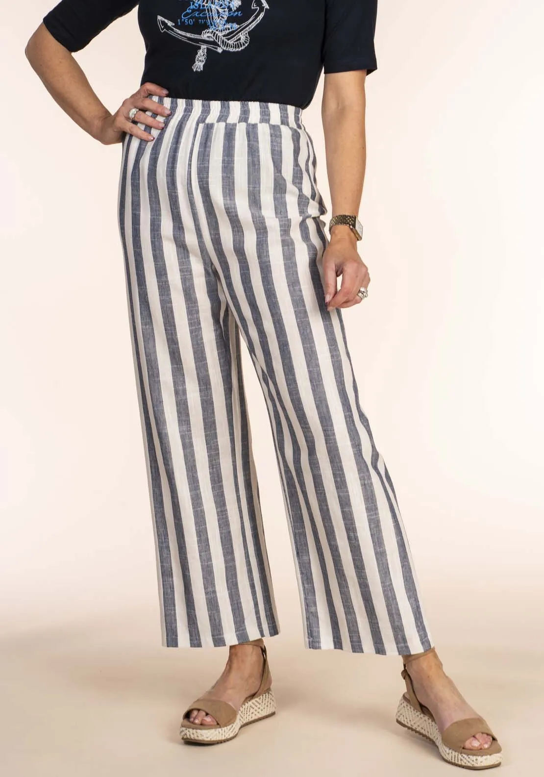 Blue White Stripe Crop - Blue