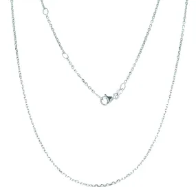 Cable Chain 1.3mm with Adjustable Length in 14K White Gold