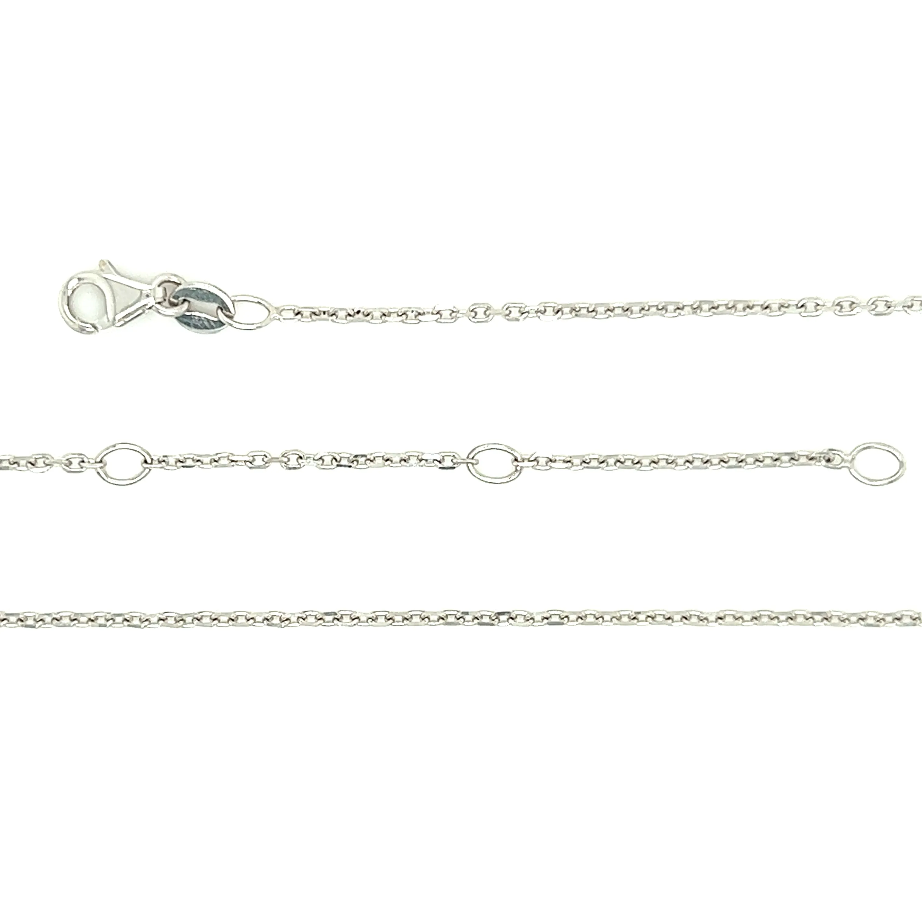 Cable Chain 1.3mm with Adjustable Length in 14K White Gold