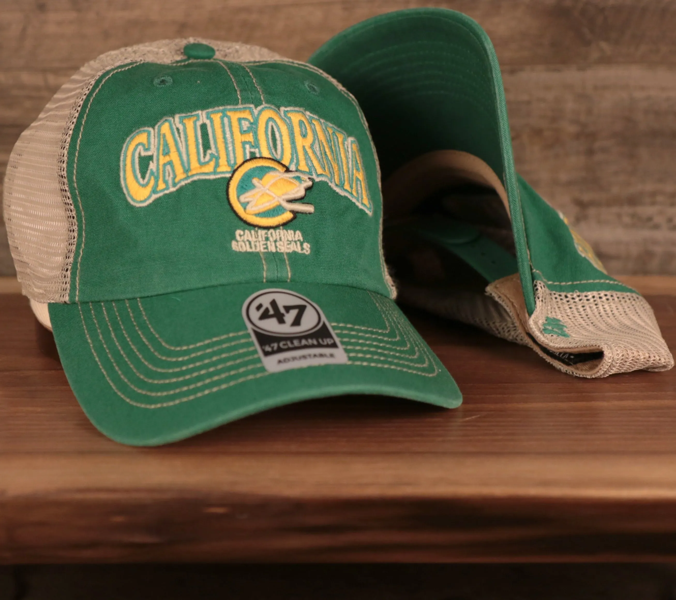 California Golden Seals Green and Yellow Retro Adjustable Trucker Dad Hat