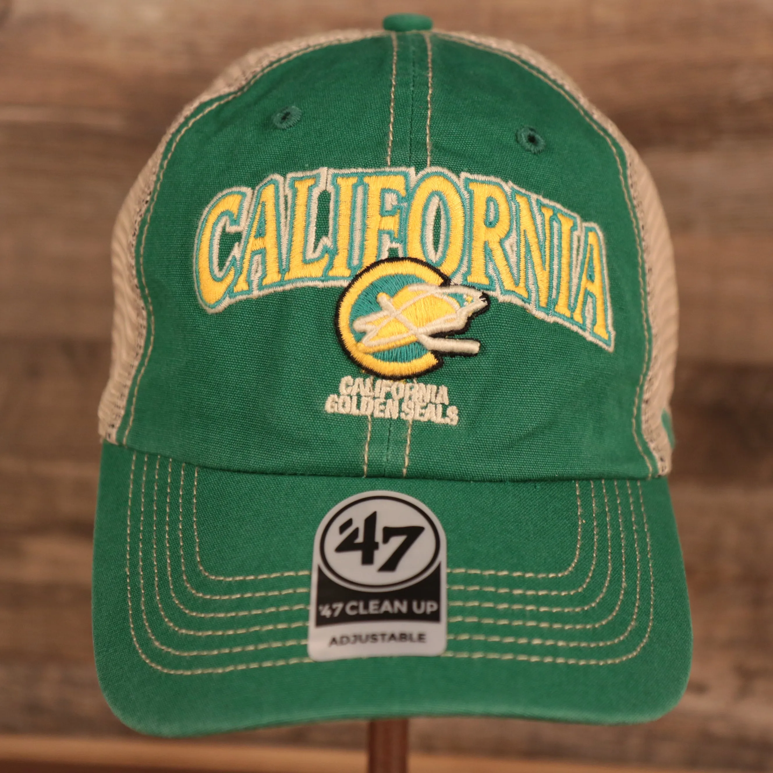 California Golden Seals Green and Yellow Retro Adjustable Trucker Dad Hat