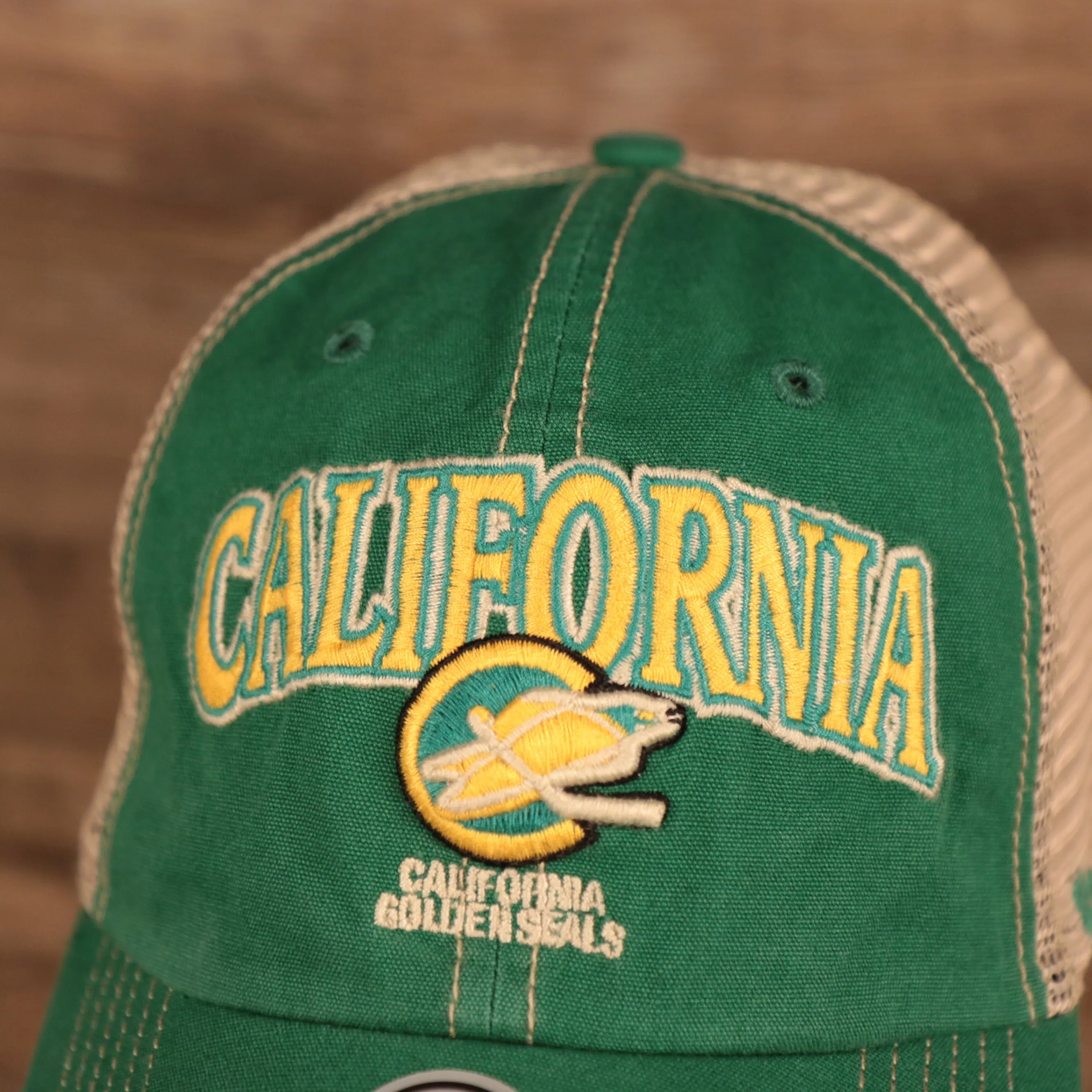 California Golden Seals Green and Yellow Retro Adjustable Trucker Dad Hat