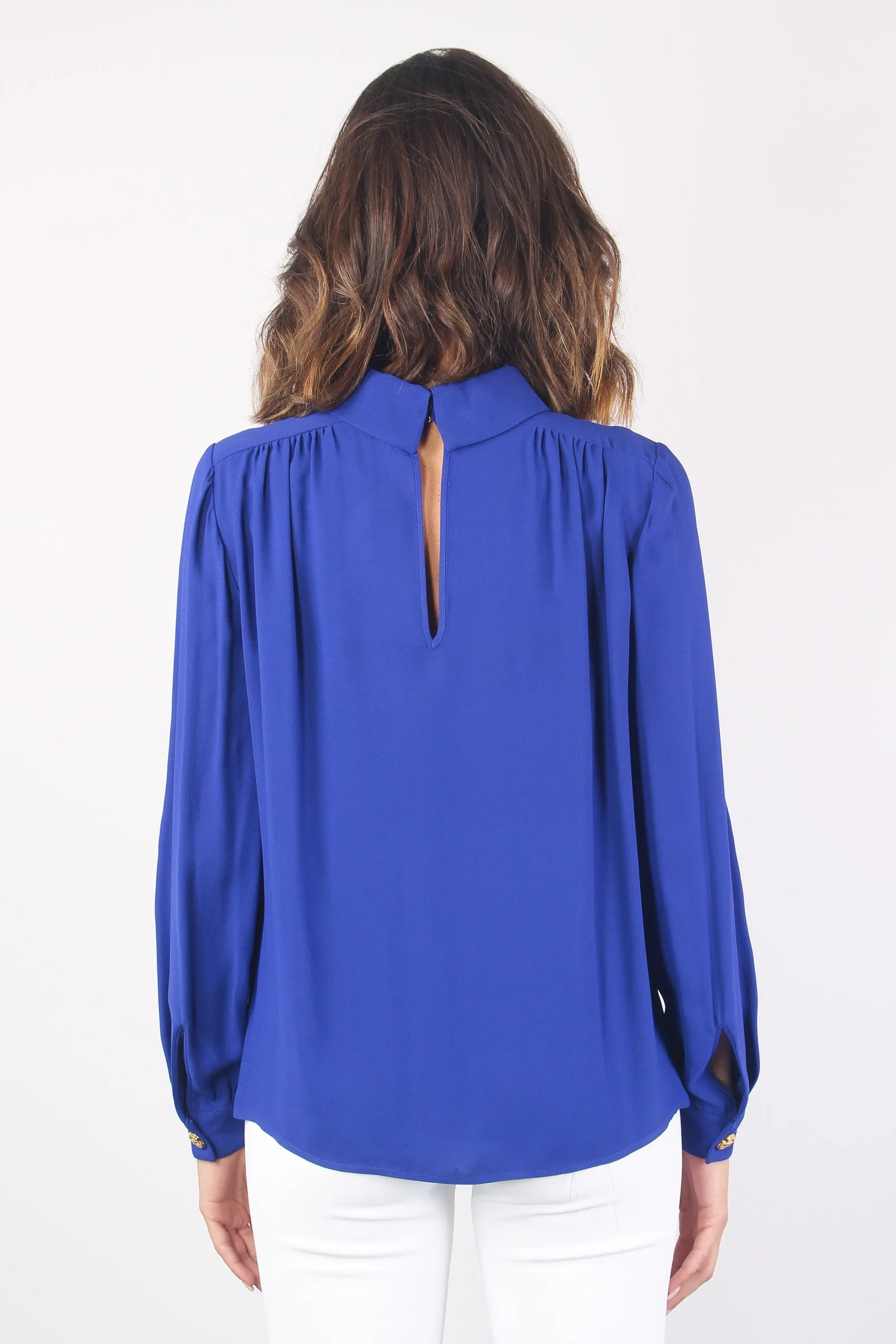 Camicia Crepe Apertura Davanti Blue Indaco