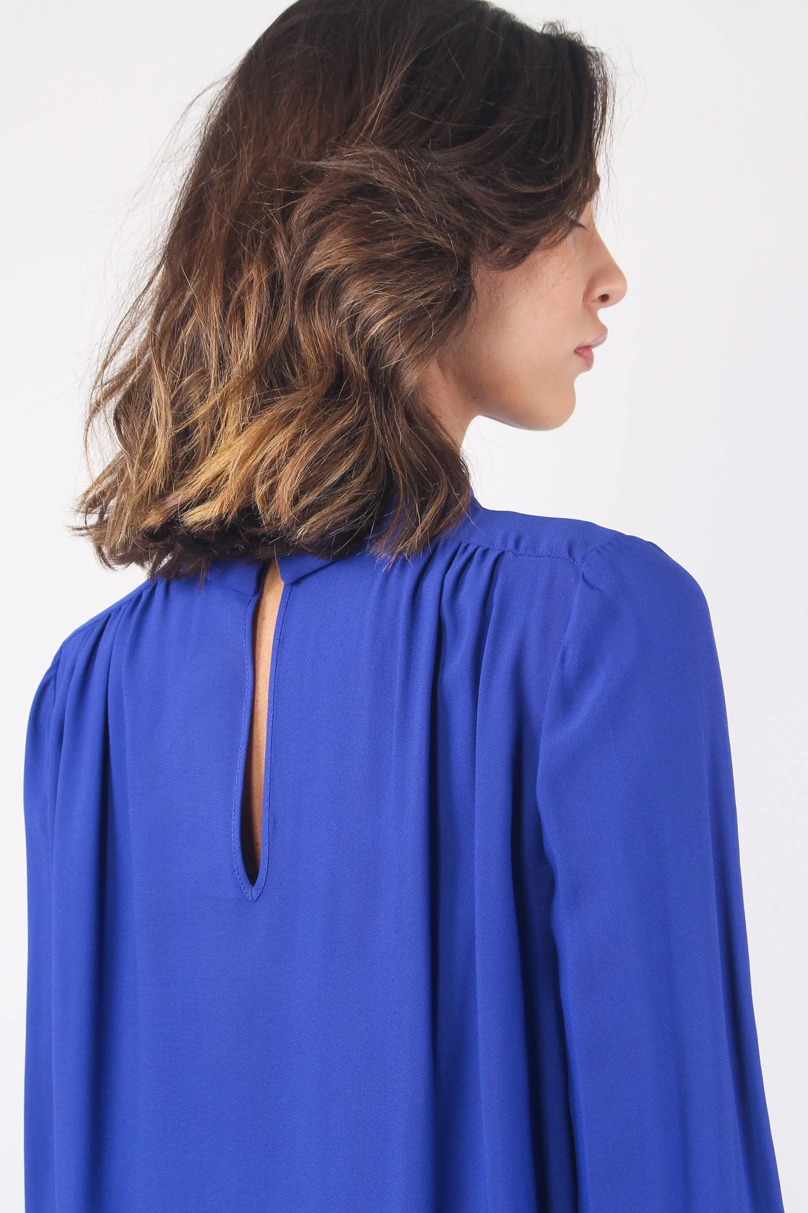 Camicia Crepe Apertura Davanti Blue Indaco