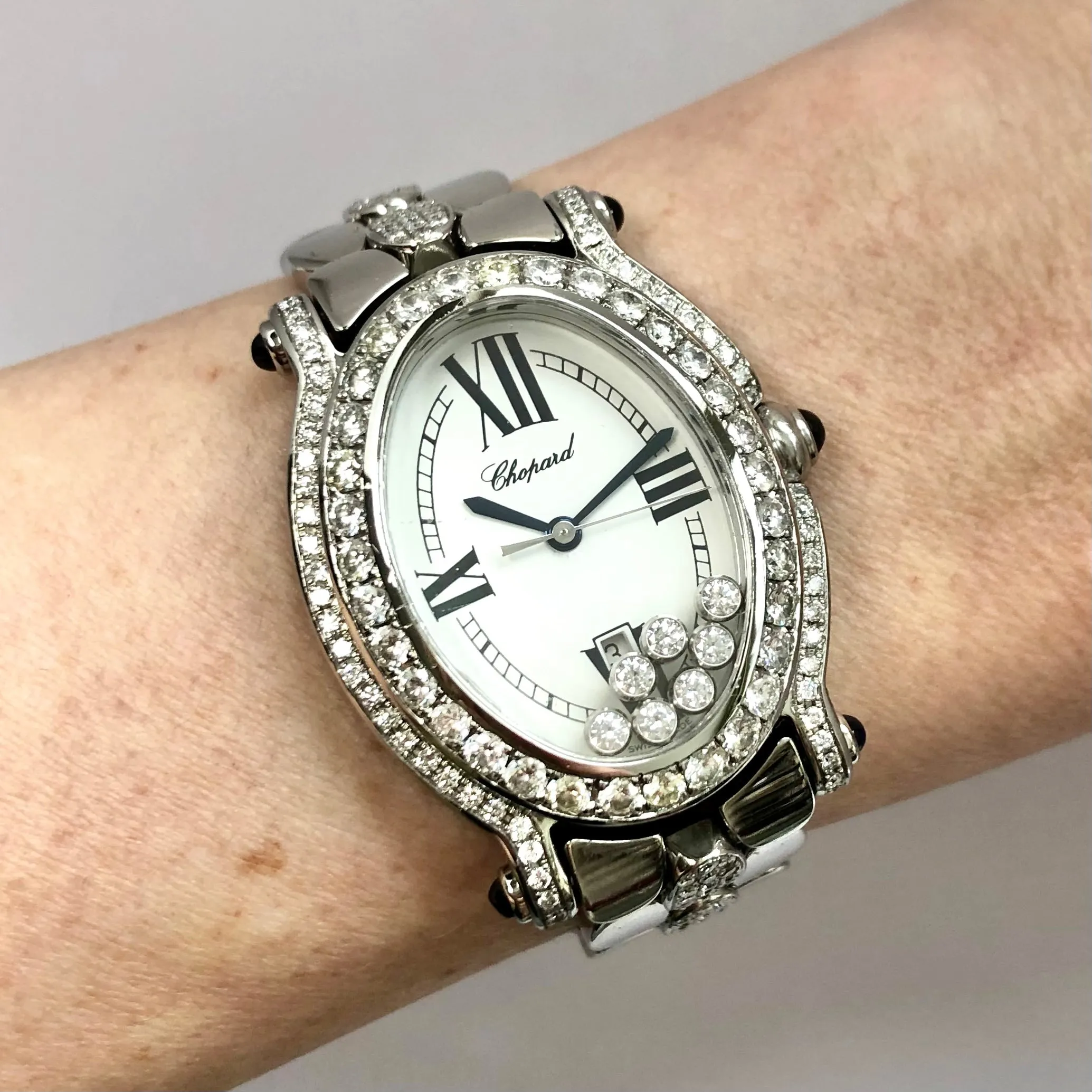 CHOPARD HAPPY SPORT Quartz Steel 7 Floating DIAMONDS 3TCW+ DIAMOND Watch