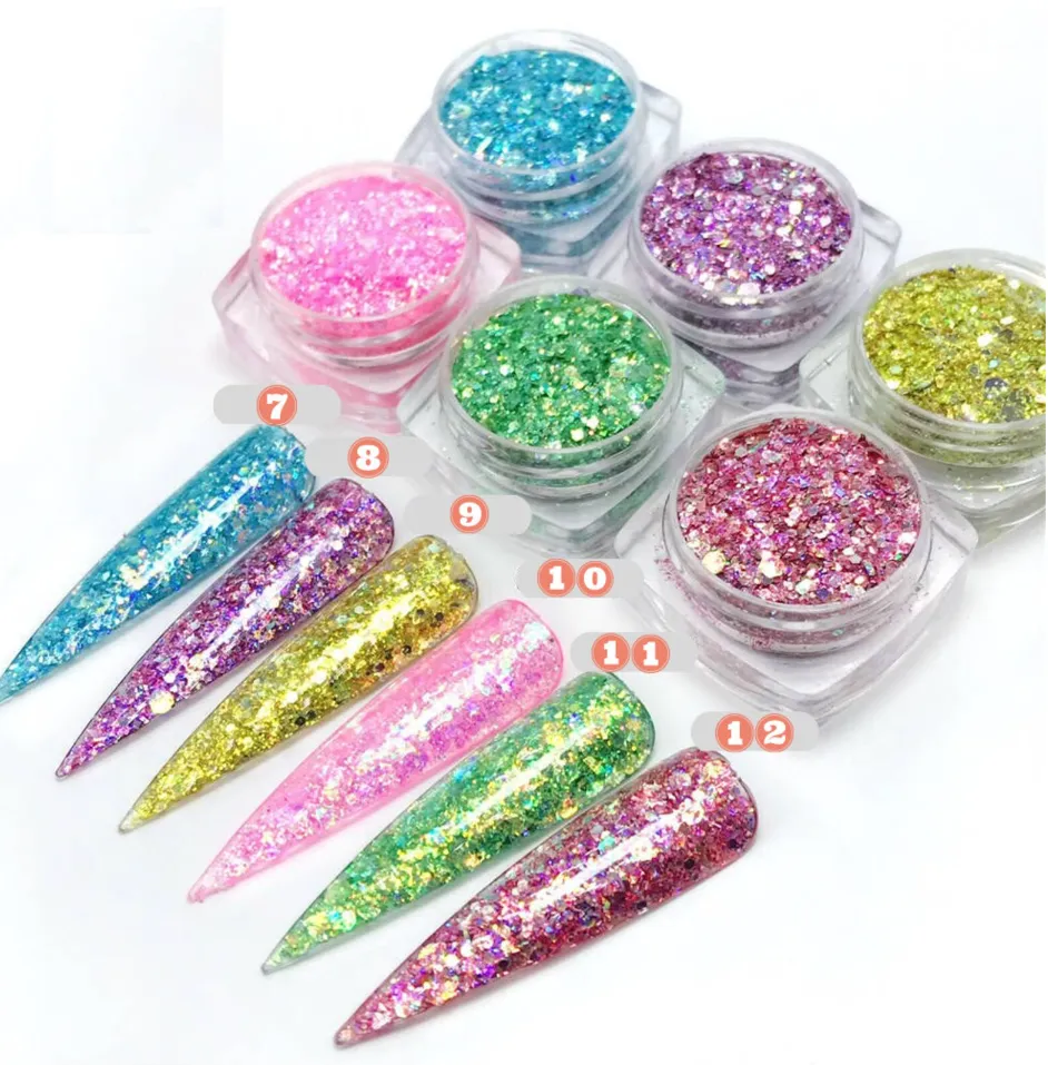 Chunky Hexagon Nail Art Glitter Powder Dust