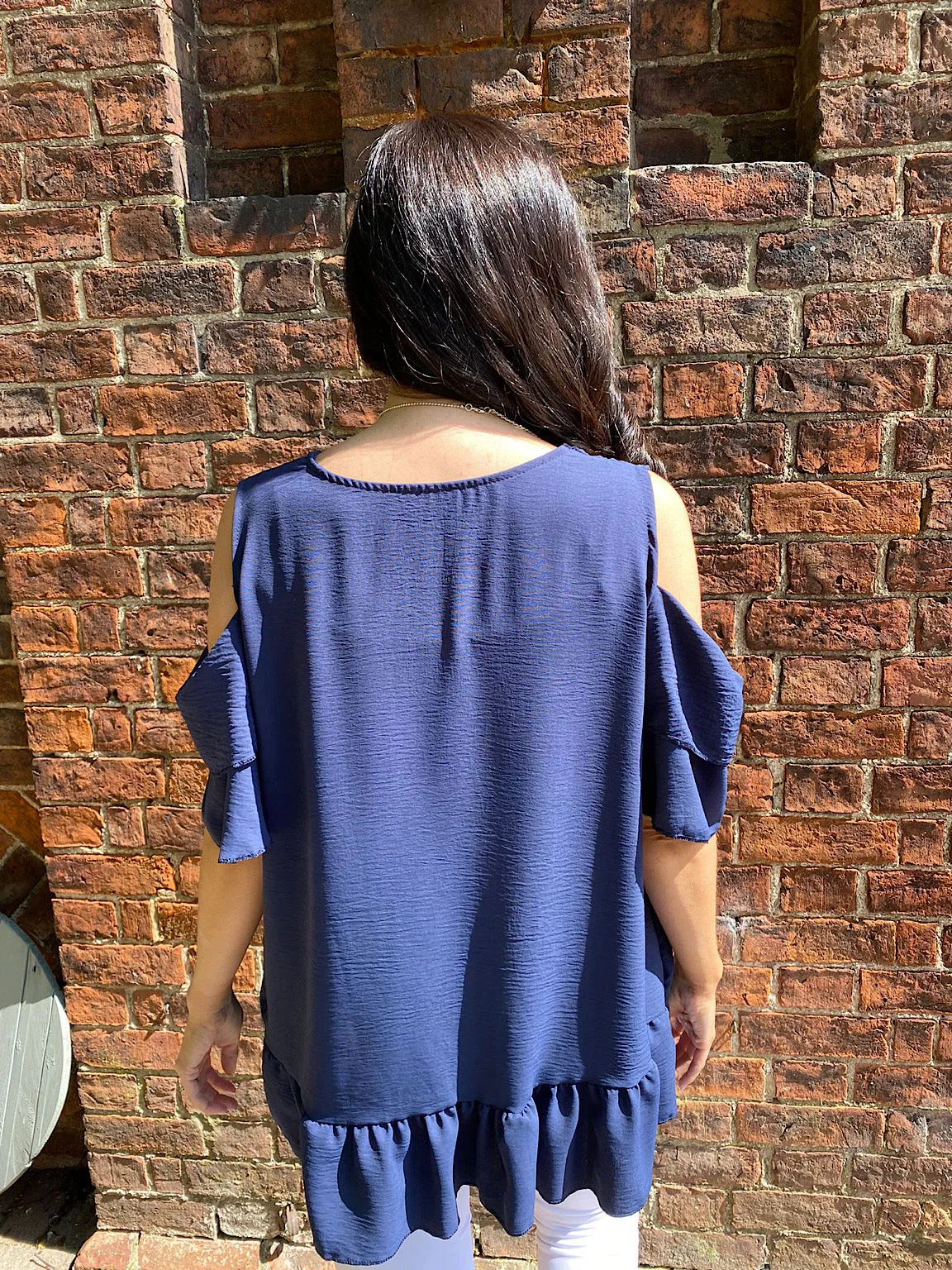 Cold Shoulder Frill Sleeve Top Hazel