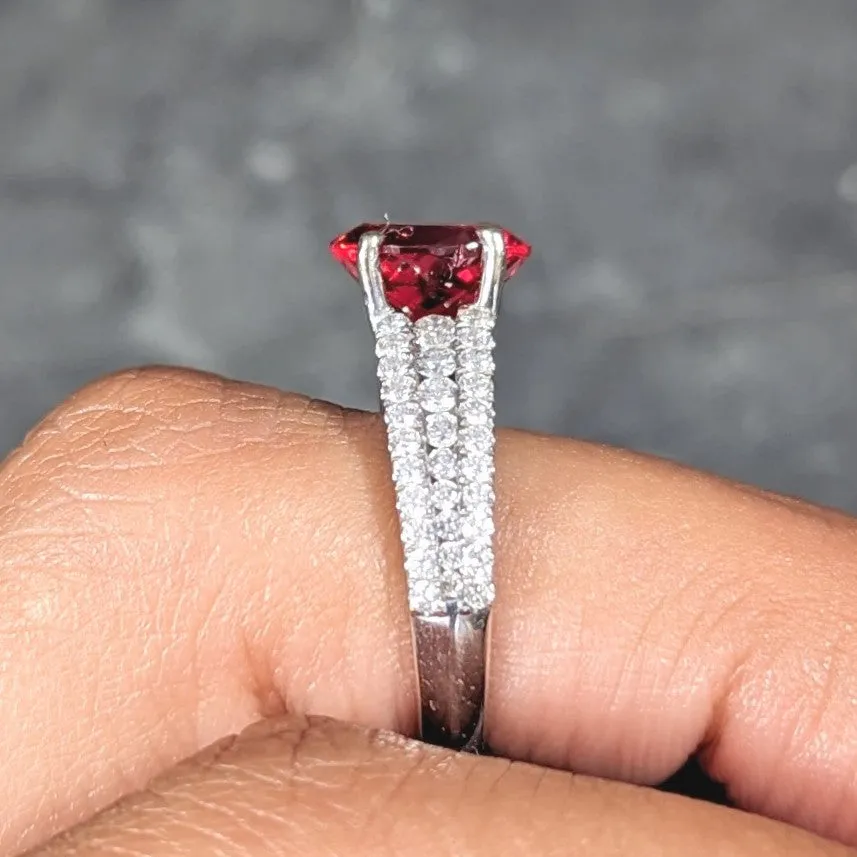 Contemporary 2.85 CTW Spinel Diamond 14 Karat White Gold Scroll Ring