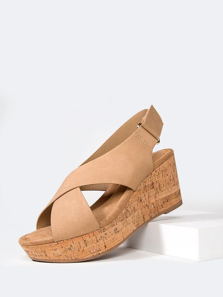 Cross Band Peep Toe Wedge